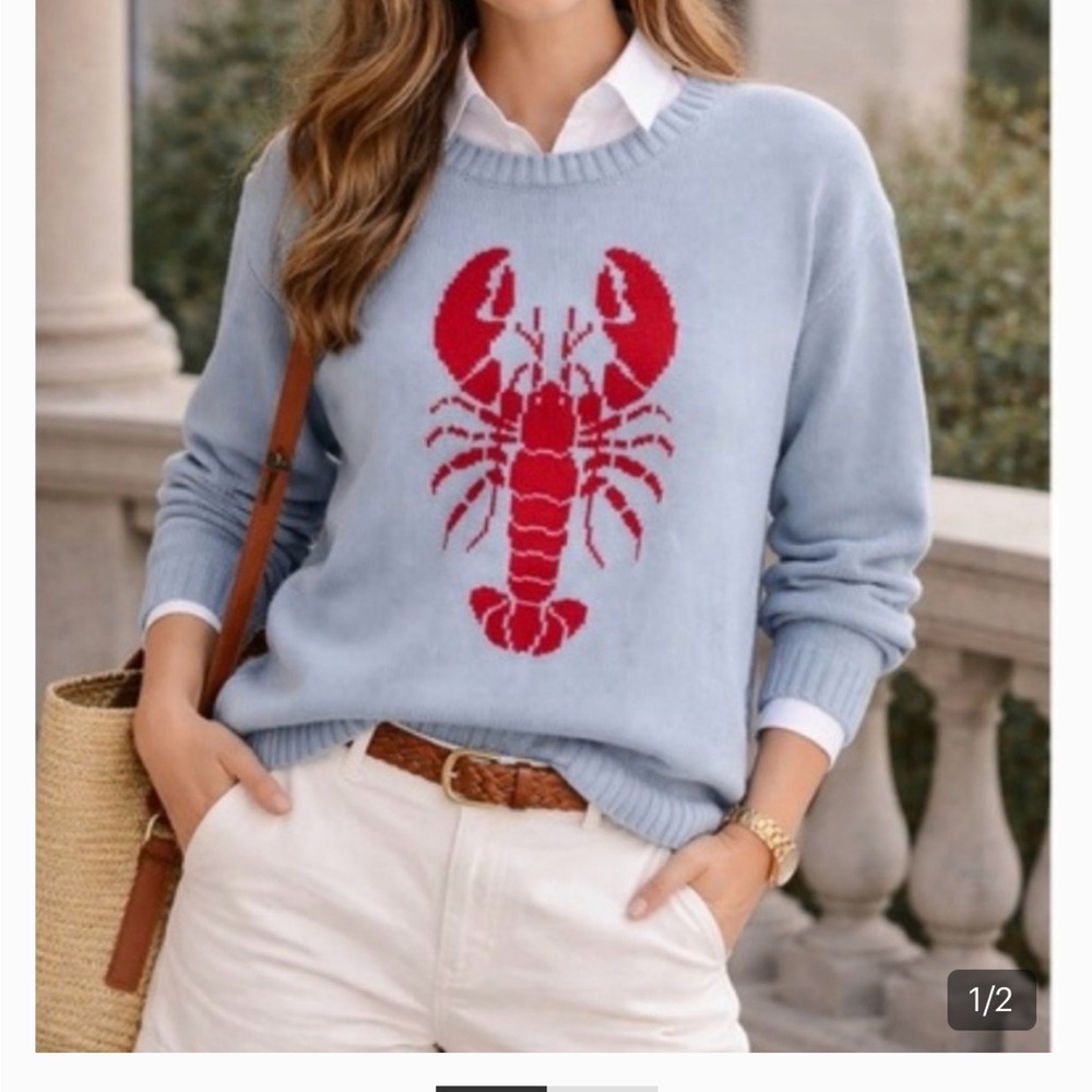 NWT Women's Lobster Nautical Sweater Ribbed  Size SMALL  Mighty Fine